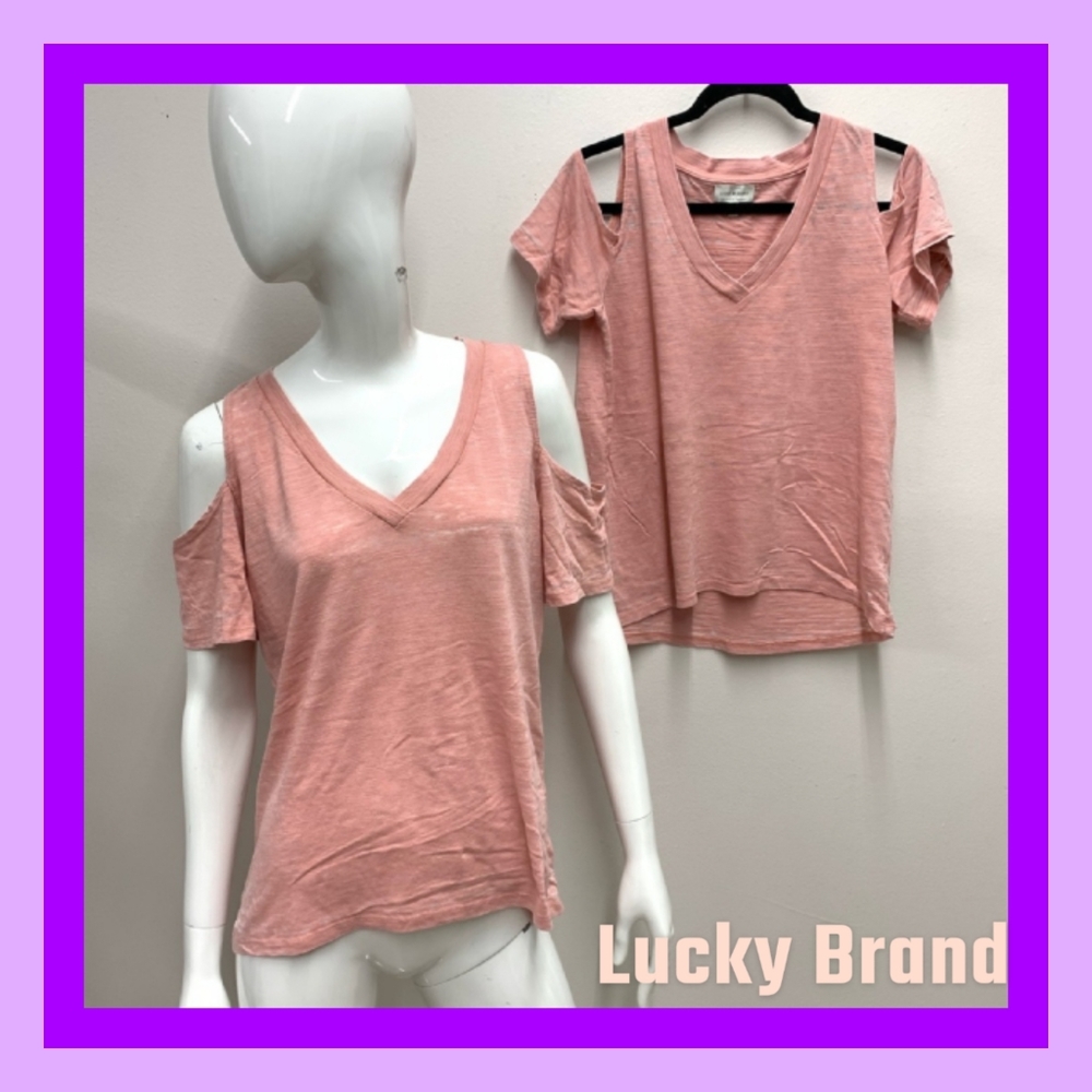 Lucky Brand Pink V Neck Tee